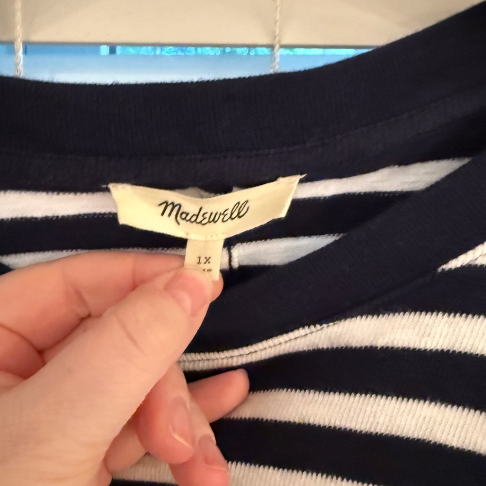 Madewell Navy and White Striped Top - Picture 3 of 5